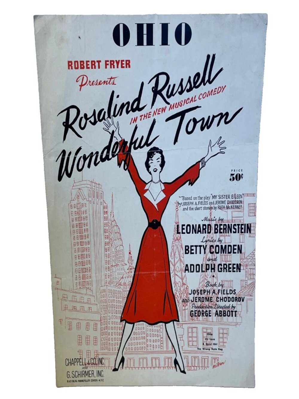 1953 Wonderful Town Sheet Music Ohio Leonard Bernstein Comden Green Russell